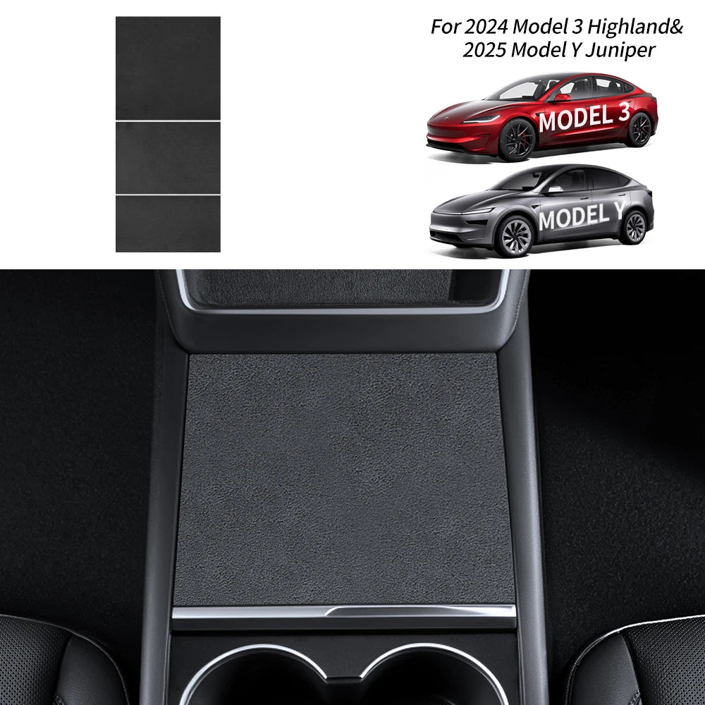 YZ Center Console Panel Sticker For Tesla Model 3/Y/YL Highland Juniper Electrostatic Adsorption Sticker Suede Film