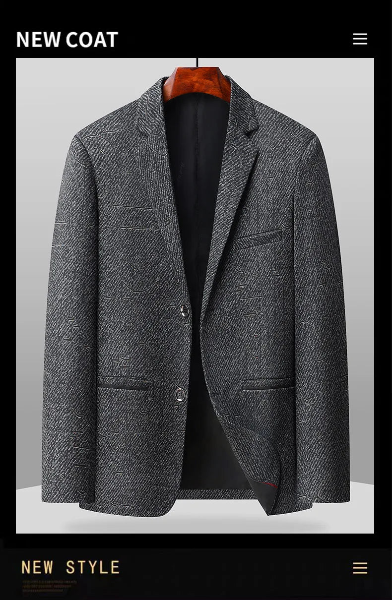 The new men's two-button single-row-closure smart business tailored suit coat is suitable for daily wear.