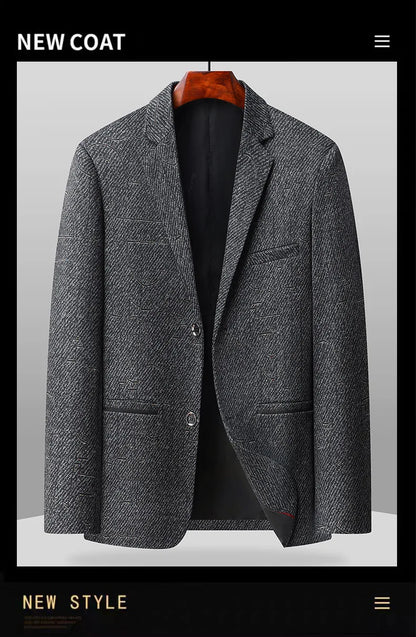 The new men's two-button single-row-closure smart business tailored suit coat is suitable for daily wear.