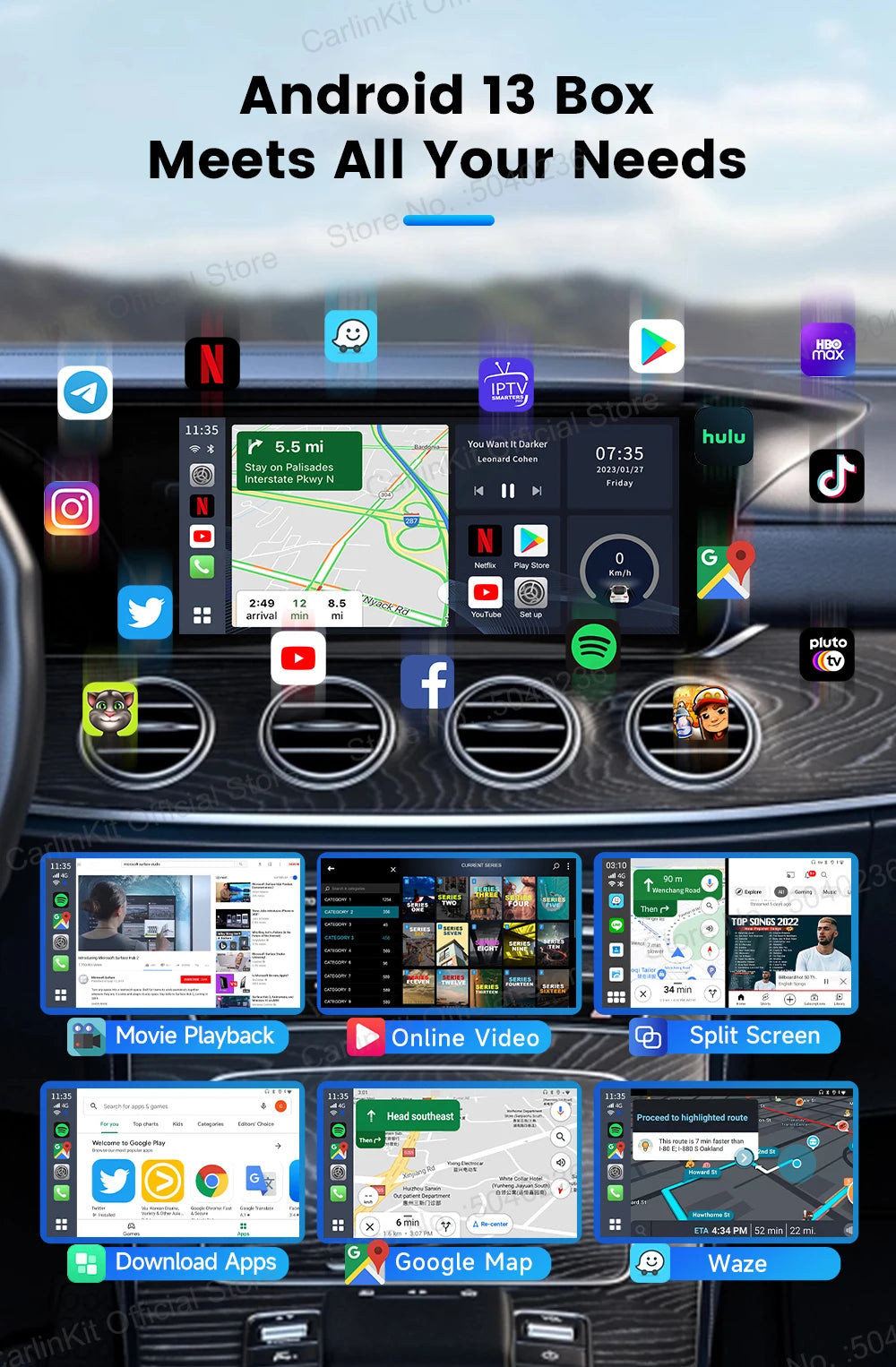 2026 CarlinKit Smart CarPlay Ai Box Android 13 Support Netflix YouTube Split Screen Wireless Android Auto & CarPlay Smart TV Box