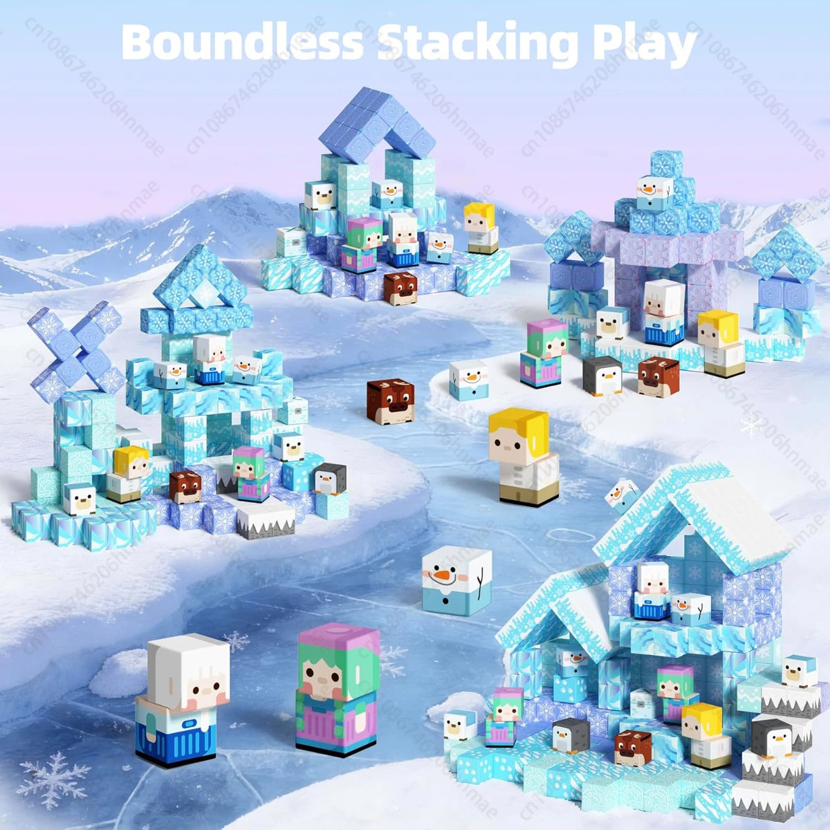 Magnetic Building Blocks New Mine World Magnetic Snow Ice Castle Construction Brick Cube STEM Boy Girl Children Toy Set Gift