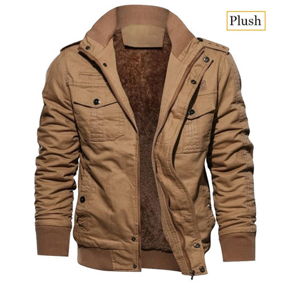 New Business Casual Jackets Man Winter Fleece Tactical Jacket Embroidery Windproof Multiple Pockets Outdoor Workwear Coat