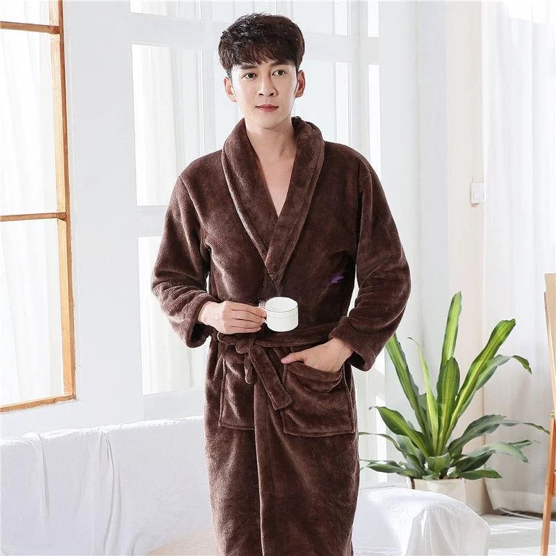 Thiened Long Pajamas Couples Flannel Spwear Coral Fce Home Clothes Men Women Robe Autumn Winter Nightgown Casual Sle