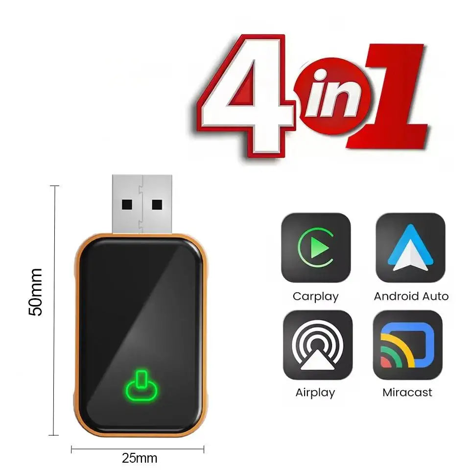 TrolinkTek 4 in1 Wireless CarPlay Adapter Car Intelligent System Android Auto Connect Airplay Mirror Link Screen Fast Connect