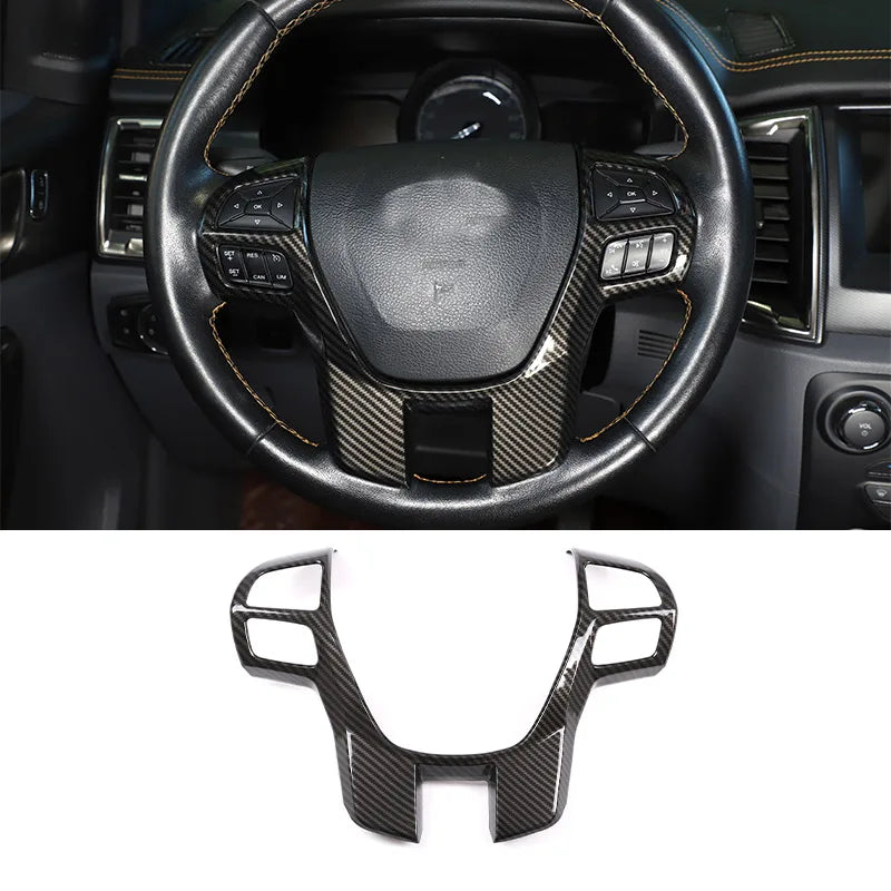 ABS Carbon Fiber For Ford Ranger Wildtrak 2015-2021 Car Center Control Shift Panel Steering Wheel Glass Lift Frame Sticker