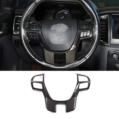 ABS Carbon Fiber For Ford Ranger Wildtrak 2015-2021 Car Center Control Shift Panel Steering Wheel Glass Lift Frame Sticker
