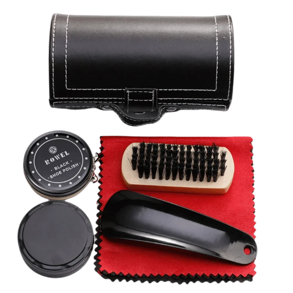 Portable Barrel Set Shoe Shine Kit Black Shoe Polish Stain Removal Leather Shoe Polish Set Shoe Care Tools Men & Women