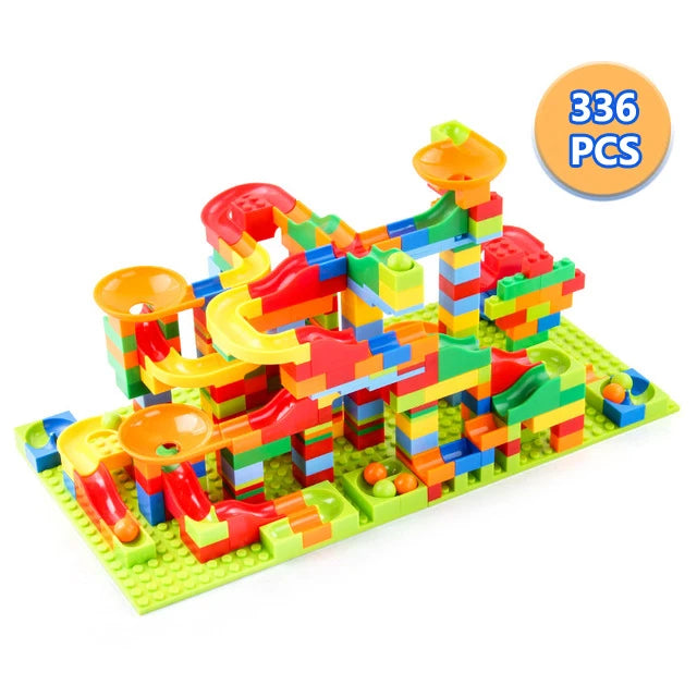 84-504PCS Marble Race Run Block Small Size Building Blocks Funnel Slide Blocks DIY Creative Bricks Assemble Toys Gifts