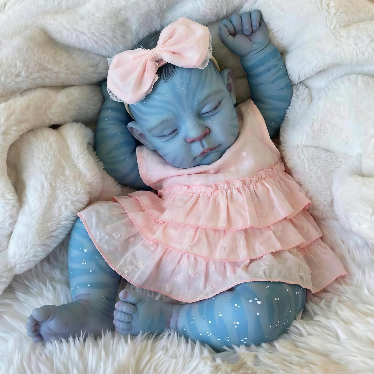 NPK 20-Inch Peaches Avatar Realistic Full Body Reborn Baby Doll Handmade Collectible with 3D Skin Visible Veins