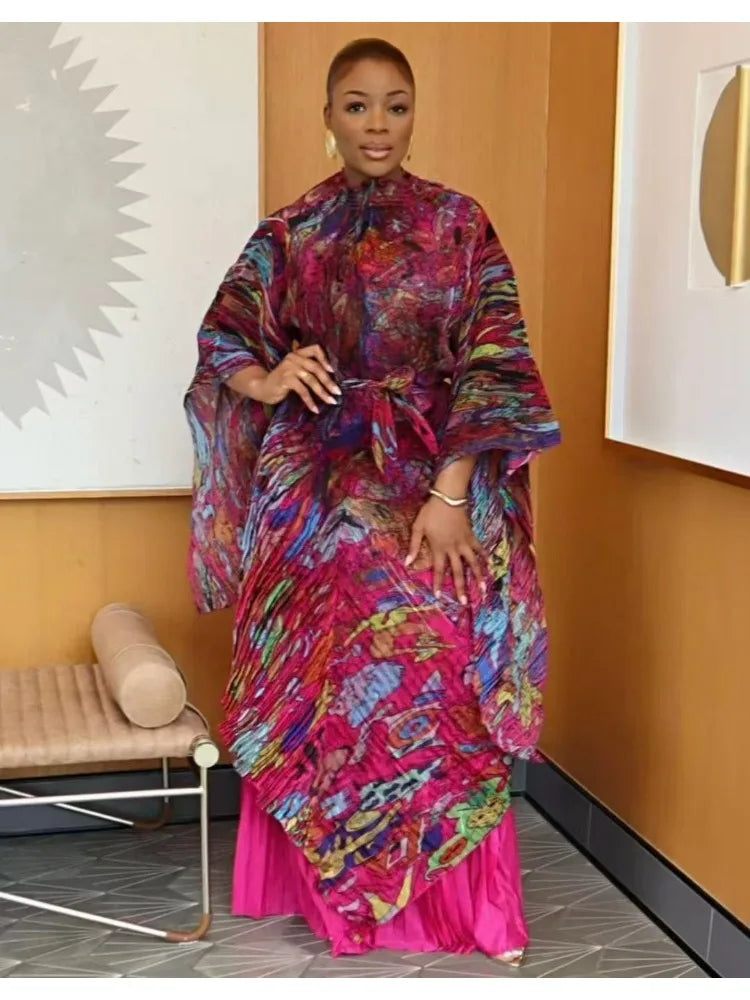 Miyake's New Heavy Industry Organza Printing Set Irregular Pants Loose Two-piece Sets Women's Clothing 2025 Summer New