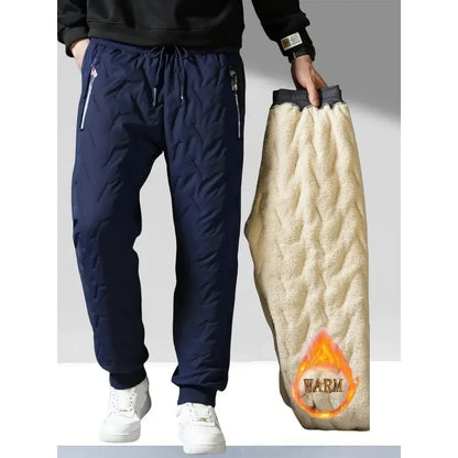 UETEEY Winter Thermal Fleece Pants Men Plush Lambswool Thicken Warm Waterproof Trousers Man Casual Windproof Joggers Sweatpants