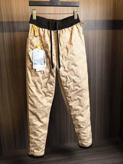 Outdoor Men's Goose down Pants Straight Leg Fashionable Warmth Windproof Autumn Winter Long Pants Casual Nylon Polyester