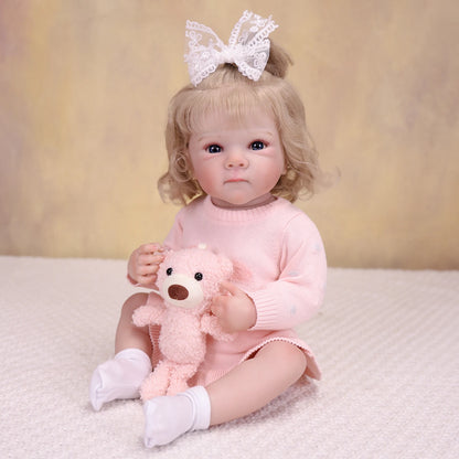 18 Inch Reborn Baby Doll Full Vinyl Body Realistic 3D Skin Visible Veins Newborn Girl Toy Collectible Birthday Gift
