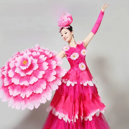 Dance Art Elegant Peony Flower Umbrella Fiber Umbrella Opening Dance Stage Performance Costume Props National Costume Stage Wear
