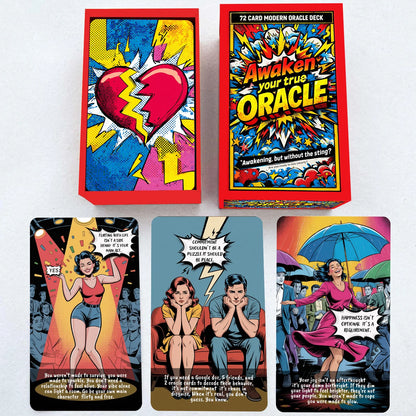 72Pcs, Awaken Your True Oracle Cards Set, Modern Pop Art Design, Self-Reflection & Emotional Insight Tools