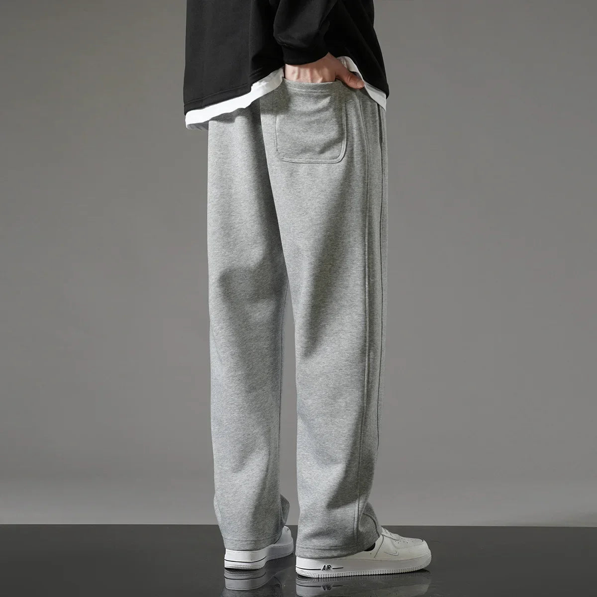 Autumn Men Sweatpants Korean Fashion Sportswear Drawstring Wide Leg Neutral Straight Track Pants Cotton Loose Casual Trousers