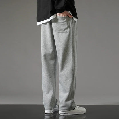 Autumn Men Sweatpants Korean Fashion Sportswear Drawstring Wide Leg Neutral Straight Track Pants Cotton Loose Casual Trousers