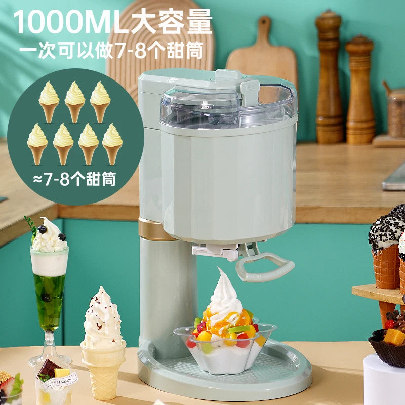 220V Automatic Ice Cream Maker Machine Small Desktop DIY Homemade Soft Serve Cone Frozen Yogurt Dessert