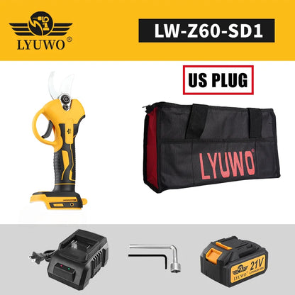 LYUWO Rechargeable Wireless Pruning Scissors, Fruit Tree Potted Pruning Electric Tool, 20V Brushless, 30mm