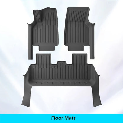 Floor Mats with Door Sill Protection Strip for Tesla Model Y Juniper 2025 2026 All-weather Floor Cargo Liner Trunk Backrest Pad