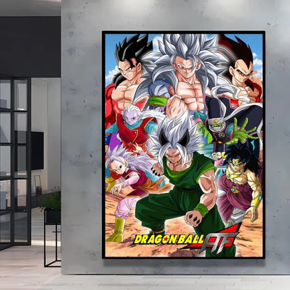 Dragon Ball Poster Super Saiyan Wall Art Goku Themed Painting Vivid Battle Design Durable Canvas Perfect for Anime Room Decor