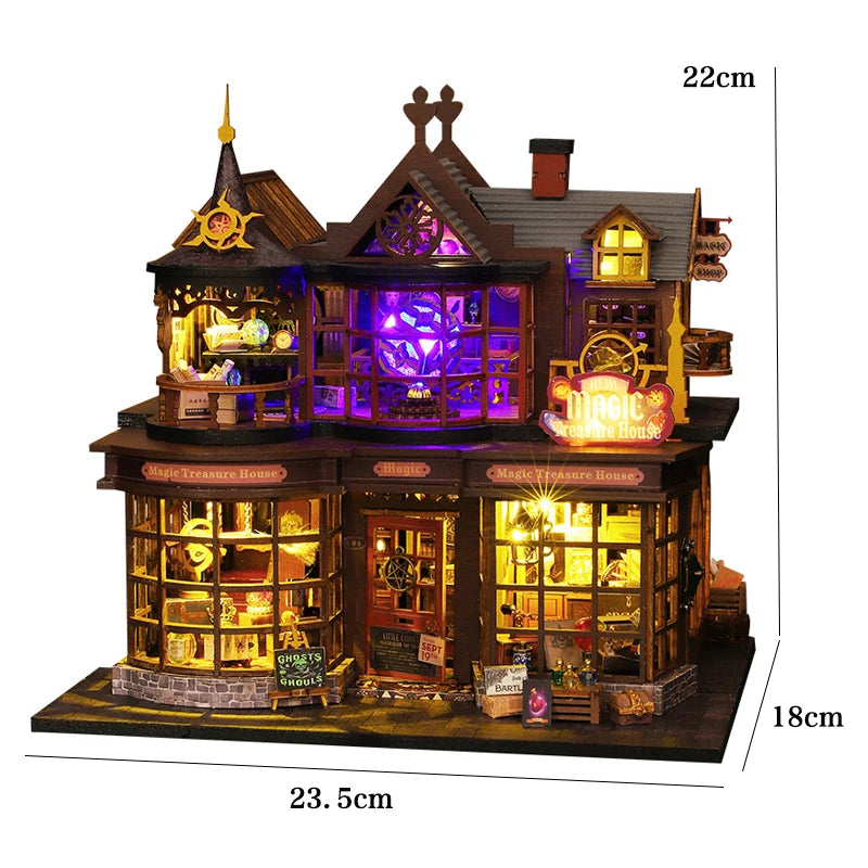 DIY Wooden Miniature Building Kits 3D Puzzles Castle Casa Doll Houses With Furniture Lights Dollhouses For Friends Birthday Gift