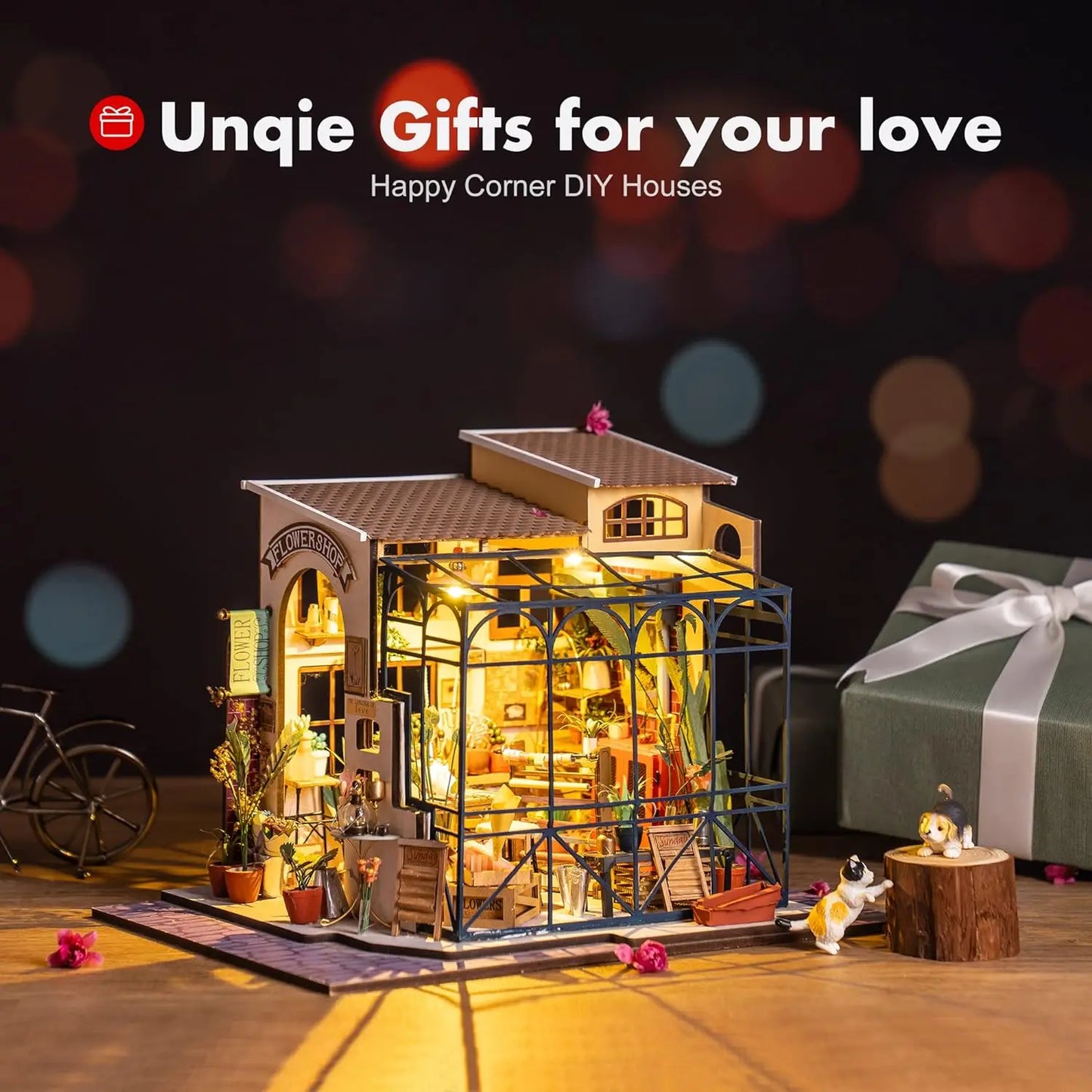 Robotime Rolife DIY Miniature Dolls House Kits to Build 3D Wooden Doll House Craft Gifts for Kids The Corner of Happiness
