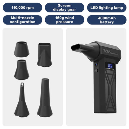Violent Fan 105000RPM Car Fan Cleaning Blower Turbo Fan Electric Air Duster Portable Type-C Charging Turbo Jet Fan Blowing Snow