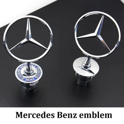 For Mercedes Benz 1pcs 44mm Metal Chrome Black Car Front Hood Emblem Bonnet Logo C E S Class W204 W212 W220 W210 W221 Accessorie