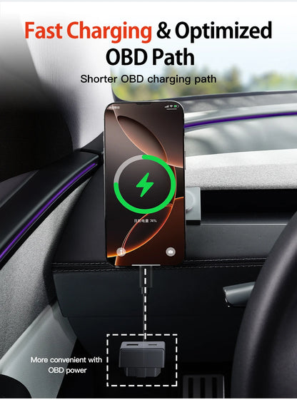 YZ For Tesla Model 3 Y YL Highland Juniper 360° Rotation Car Phone Holder ABS Strong Magnetic Mount Phone Stand 2026 Accessories