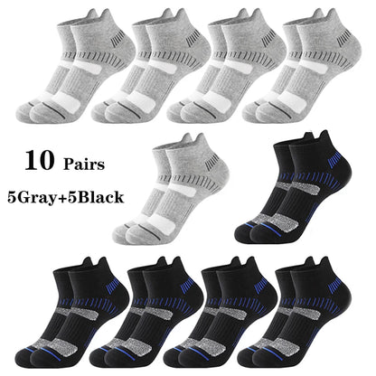 10 Pairs Running Ankle Socks Men Cotton Breathable Soft Short Socks Casual Black White Athletic Fitness Sport Socks
