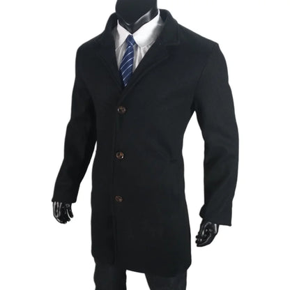 Men's Coat Lined Autumn Winter New Jackets Man Long Clothes Jacket England British Style Wool  Lapel Outerwear EU Size M-XXL
