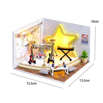 DIY Wooden Building Model Kits Wooden Miniature Doll House Assembled DollHouses Home Decoration Toys For Birthday Gifts