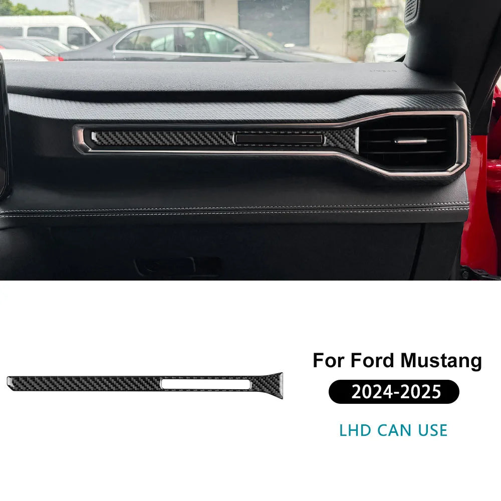 Real Soft Carbon Fiber Sticker For Ford Mustang GT Dark Horse EcoBoost 2024 2025 2026 LHD RHD Car Center Console AC Outlet Trim