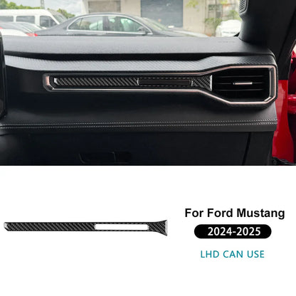 Real Soft Carbon Fiber Sticker For Ford Mustang GT Dark Horse EcoBoost 2024 2025 2026 LHD RHD Car Center Console AC Outlet Trim