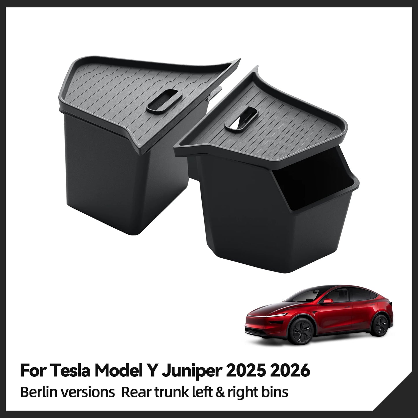 LUCKEASY Berlin Version for Tesla Model Y Juniper 2025 2026 Rear Trunk Storage Box Organizing Tidying Car Case Accessories TPE