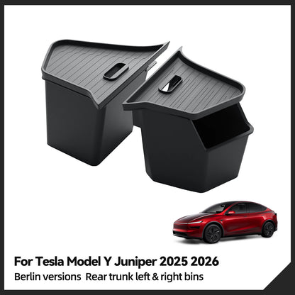 LUCKEASY Berlin Version for Tesla Model Y Juniper 2025 2026 Rear Trunk Storage Box Organizing Tidying Car Case Accessories TPE