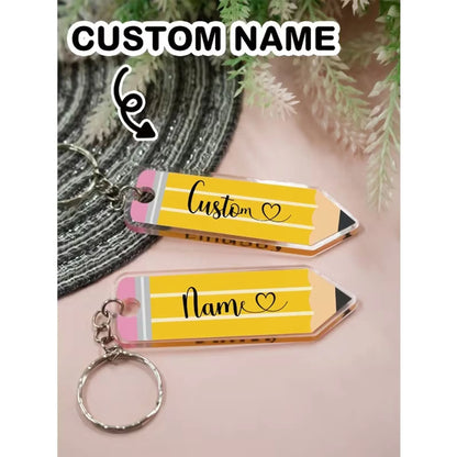 Customized Pencil Keychain, Personalized Acrylic Keychain, Custom Handbag Charm, Customizable Text Birthday Gift, Name Keychain, Unisex Keychain, Keychain, Valentine's Day Gift, Anniversary Gift, College Essentials, Teacher G