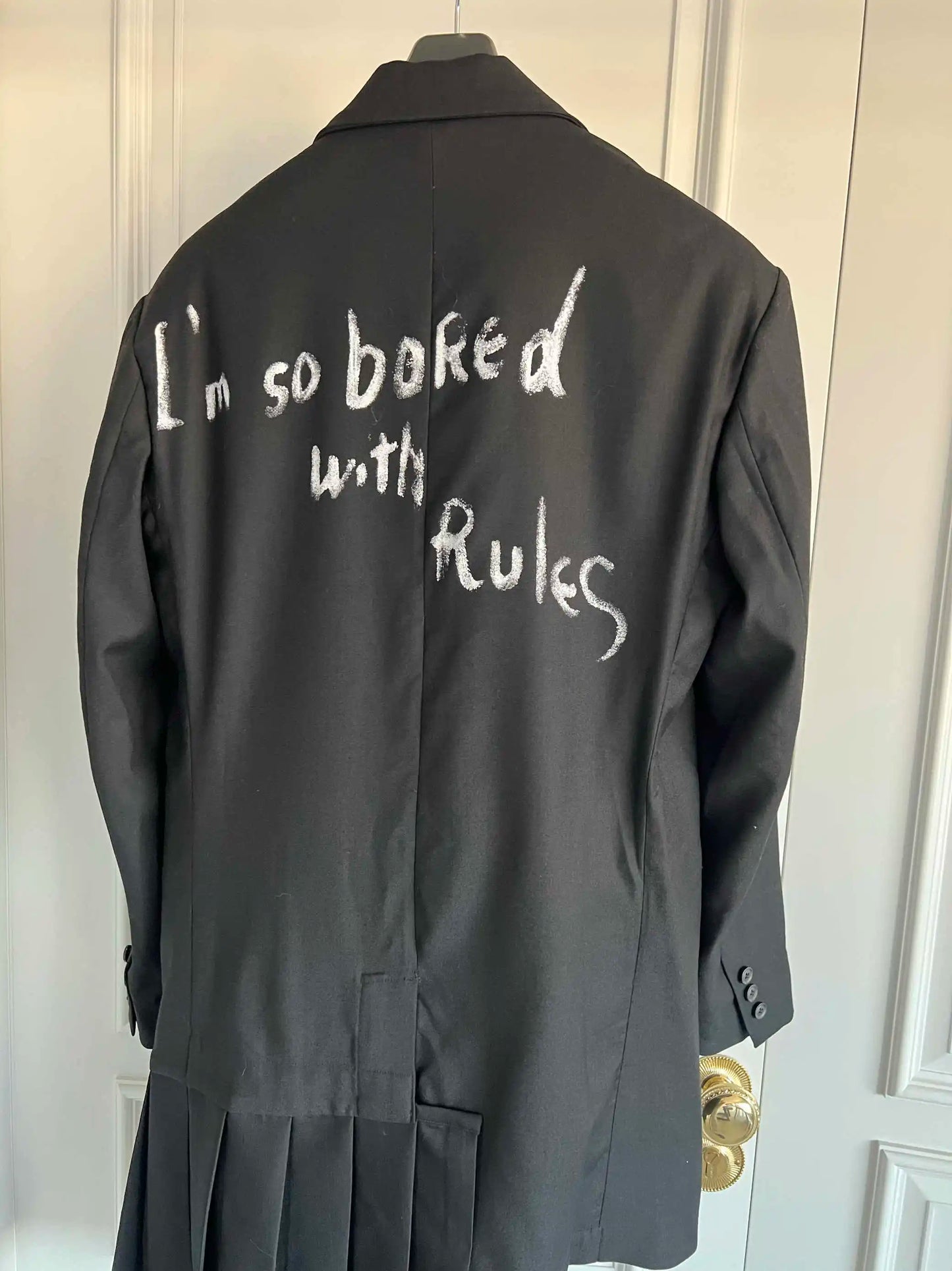 TOP-YAMAMOTO Original Design Original design Wool pleated word coat Asymmetrical slogan single row buckle