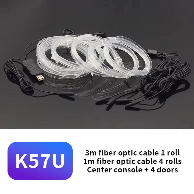 Car Interior Ambient LED Light Strip 2/3/4/5M RGB  Invisible USB Fiber Optic Atmosphere Lamp Support APP Control