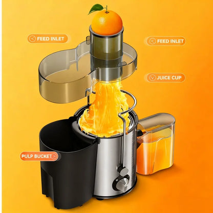 BPA-free Juicer Machine 800W Centrifugal Stainless Steel Juicer Extractor with Wide Mouth 3” Feed Chute for Fruit Vegetable