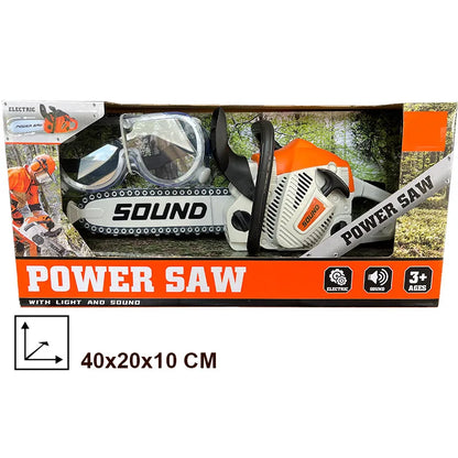 Toy Chainsaw with Goggles Children Electric Power Chainsaw with Sound Kids Toy Tools for Tool Bench Boys Gift Pretend Play Toys