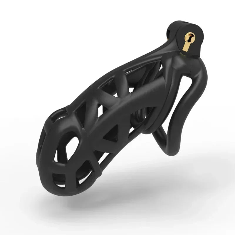 Male Penis Lock Chastity Cage with Lock and 4 Rings Resin Virginity for Men Breathable Cock Ring Penis Fetish Restrain Sexy Toys