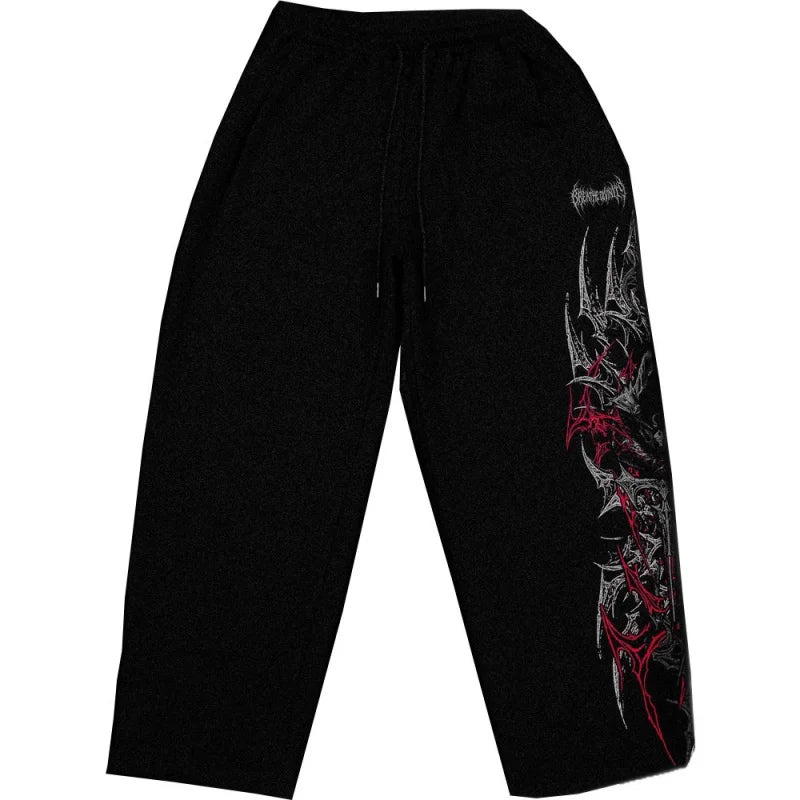 Men'S Plus Size Trendy Printed Fitness Pants，American-Style Jogging Pants，Fitness Printed Casual Straight-Leg Pants