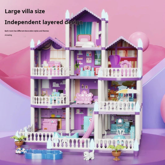 DIY Villa Castle Assembly Doll House Mini Furniture Accessories Model Home Decoration Girl Pretend Play Toy Kid Christmas Gifts