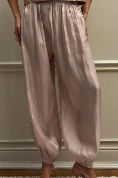 Shinny Satin Lantern Pant For Women Loose Casual Trousers Elegant Commuter Fashion Long Pants 2026 New Lady Party Streetwears