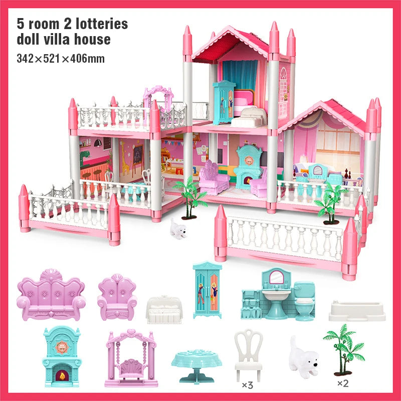 DIY Doll House Assembly Villa Castle Model Furniture Accessories Home Decoration Girl Role Play Educational Toy Birthday Gifts