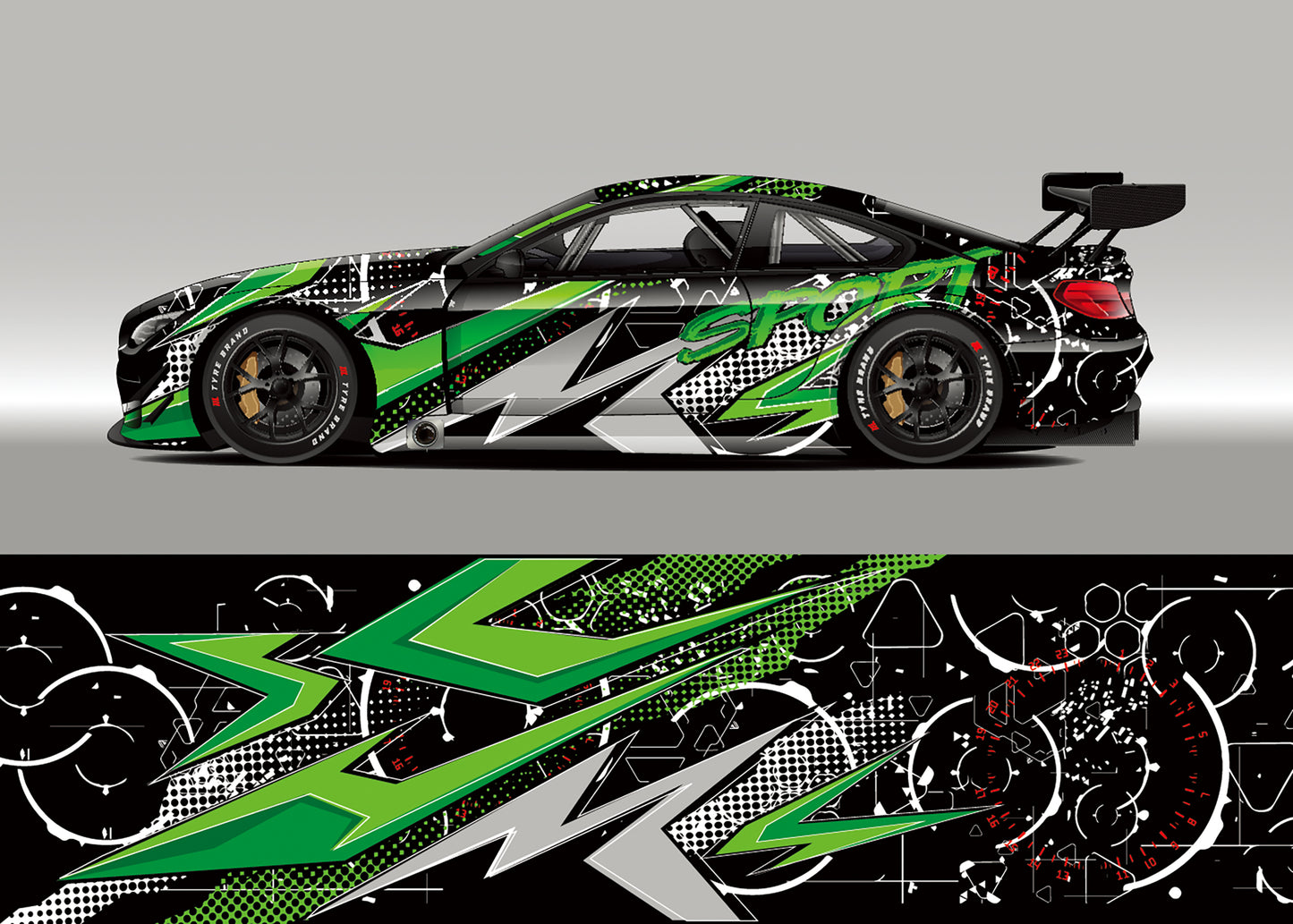 Full Body Racing Car Graphic Decal Vinyl Wrap Modern Design Vector Image Car Full Wrap Sticker Decorative Car Decal 300*60cm
