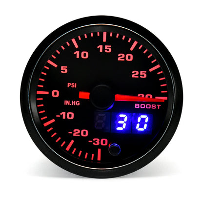 2" 52mm 7 Color LED Dual Display Gauge Boost PSI Boost BAR Water / Oil Temp Oil Pressure Voltmeter Air Fuel Ratio EGT Tachometer