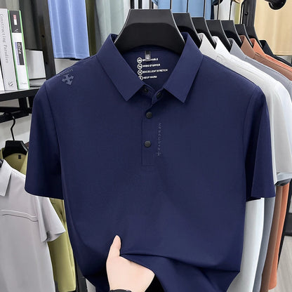 Hot-Selling Man Short-Sleeved Polo Shirt Letter Print Button Lapel Summer T-Shirt Sports Casual Outdoor Seamless Men's Clothing